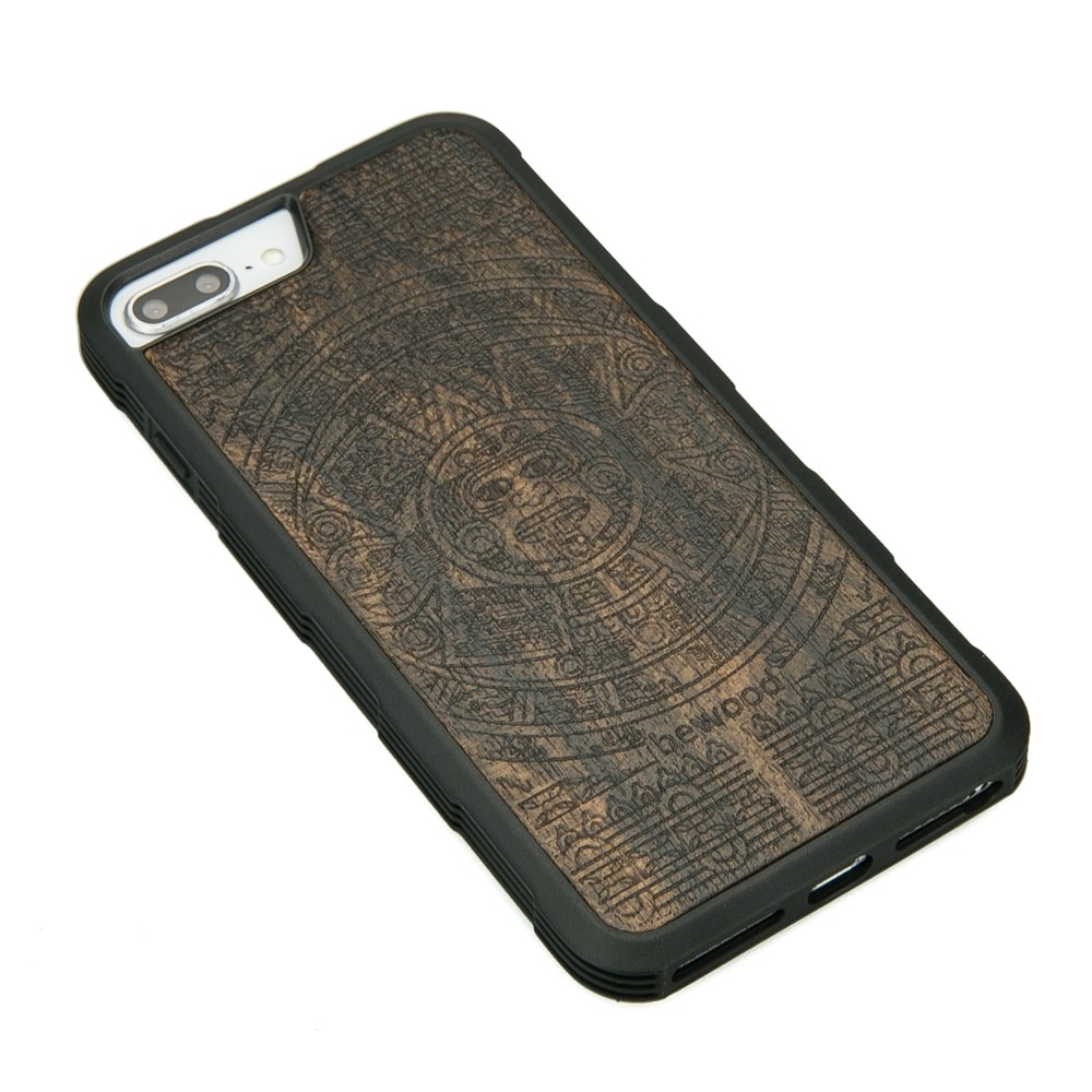 Apple iPhone 6/6s/7/8 Plus Aztec Calendar Ziricote Wood Case HEAVY (2)