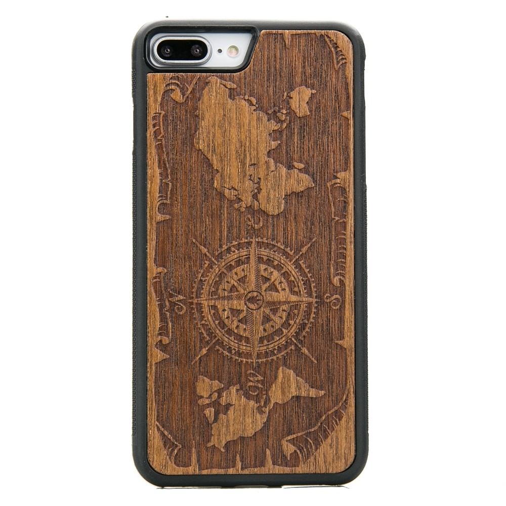 Drewniane Etui iPhone 7 Plus / 8 Plus RÓŻA WIATRÓW MERBAU (1)