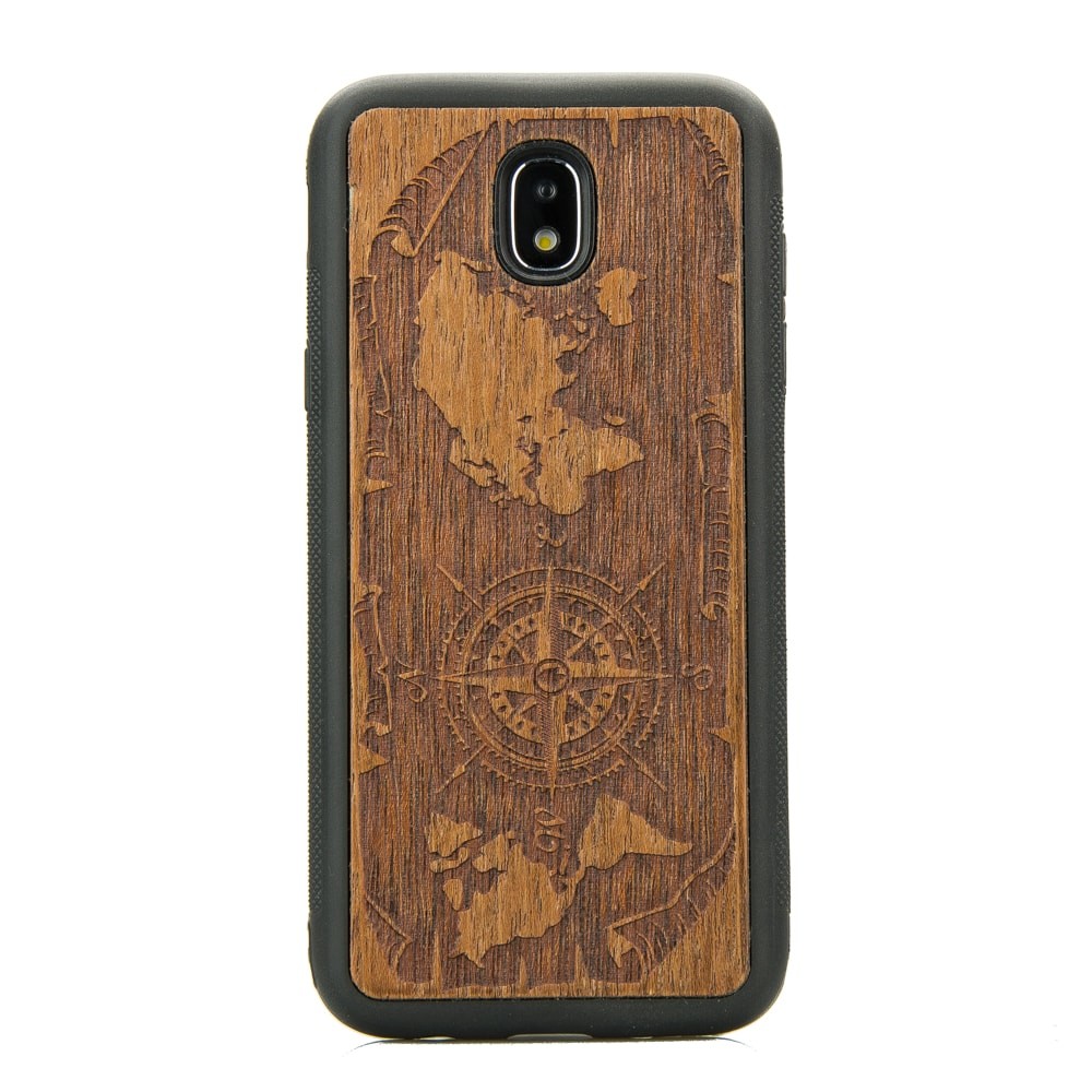 Drewniane Etui na Samsung Galaxy J7 2017 RÓŻA WIATRÓW MERBAU (1)