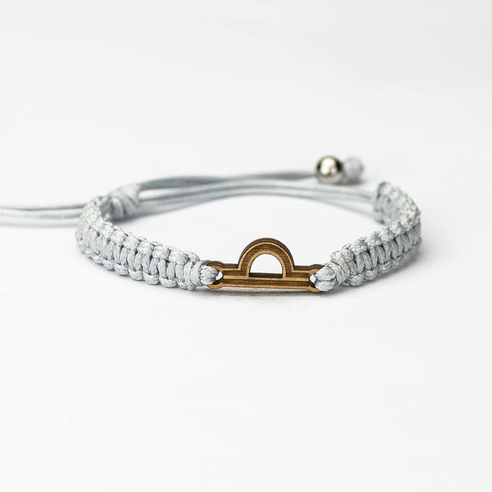 Wooden Bracelet Zodiac Sign - Libra - Anigre Cotton (4)