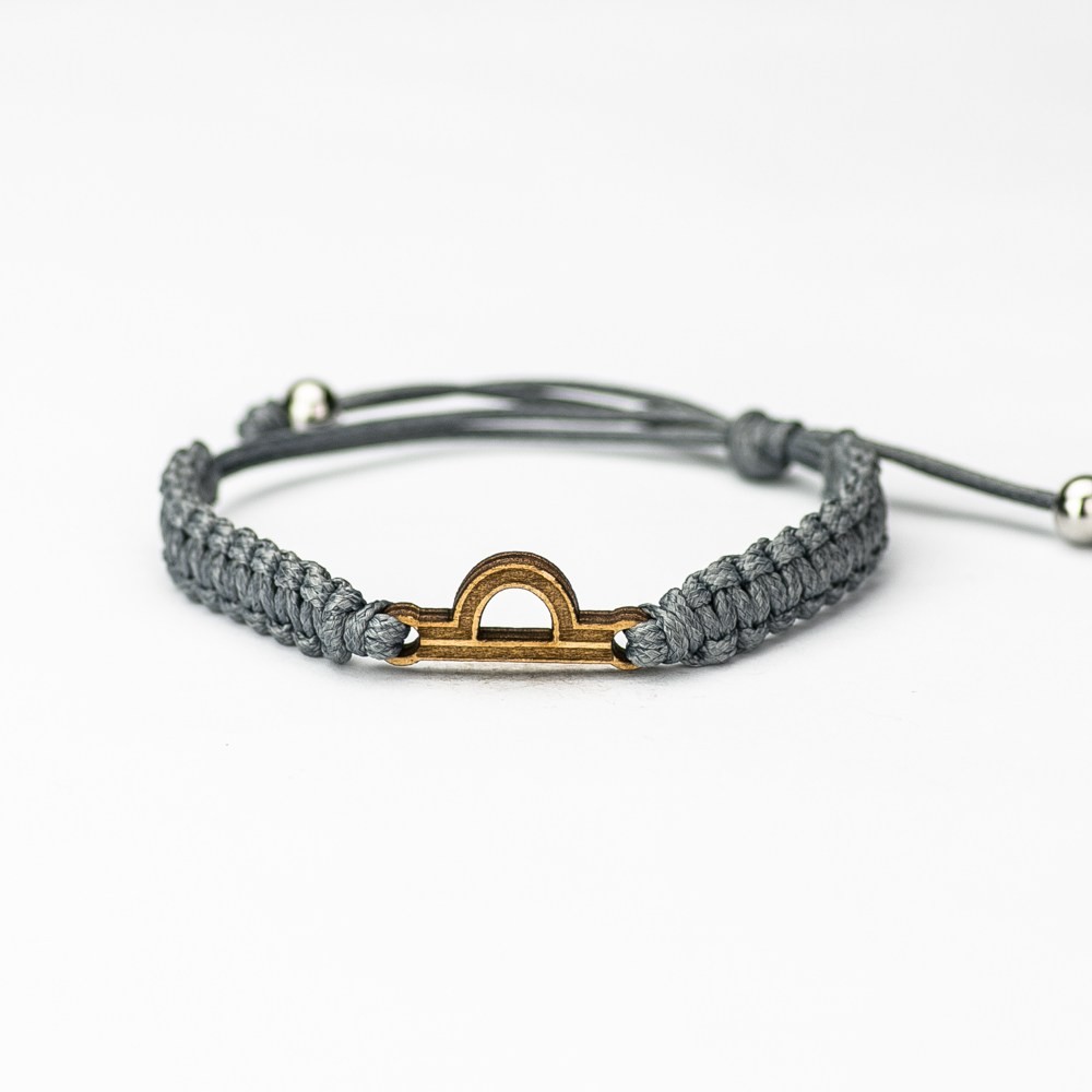 Wooden Bracelet Zodiac Sign - Libra - Anigre Cotton (5)
