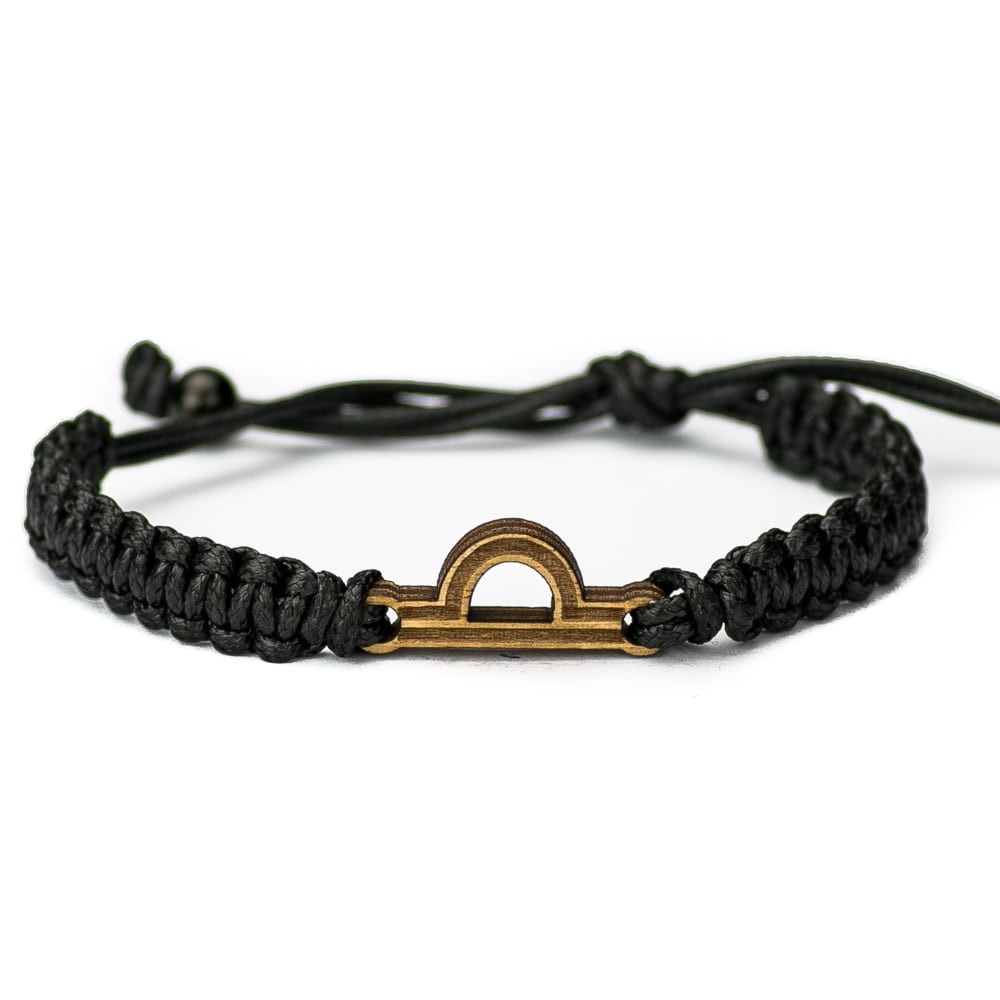 Wooden Bracelet Zodiac Sign - Libra - Anigre Cotton (6)
