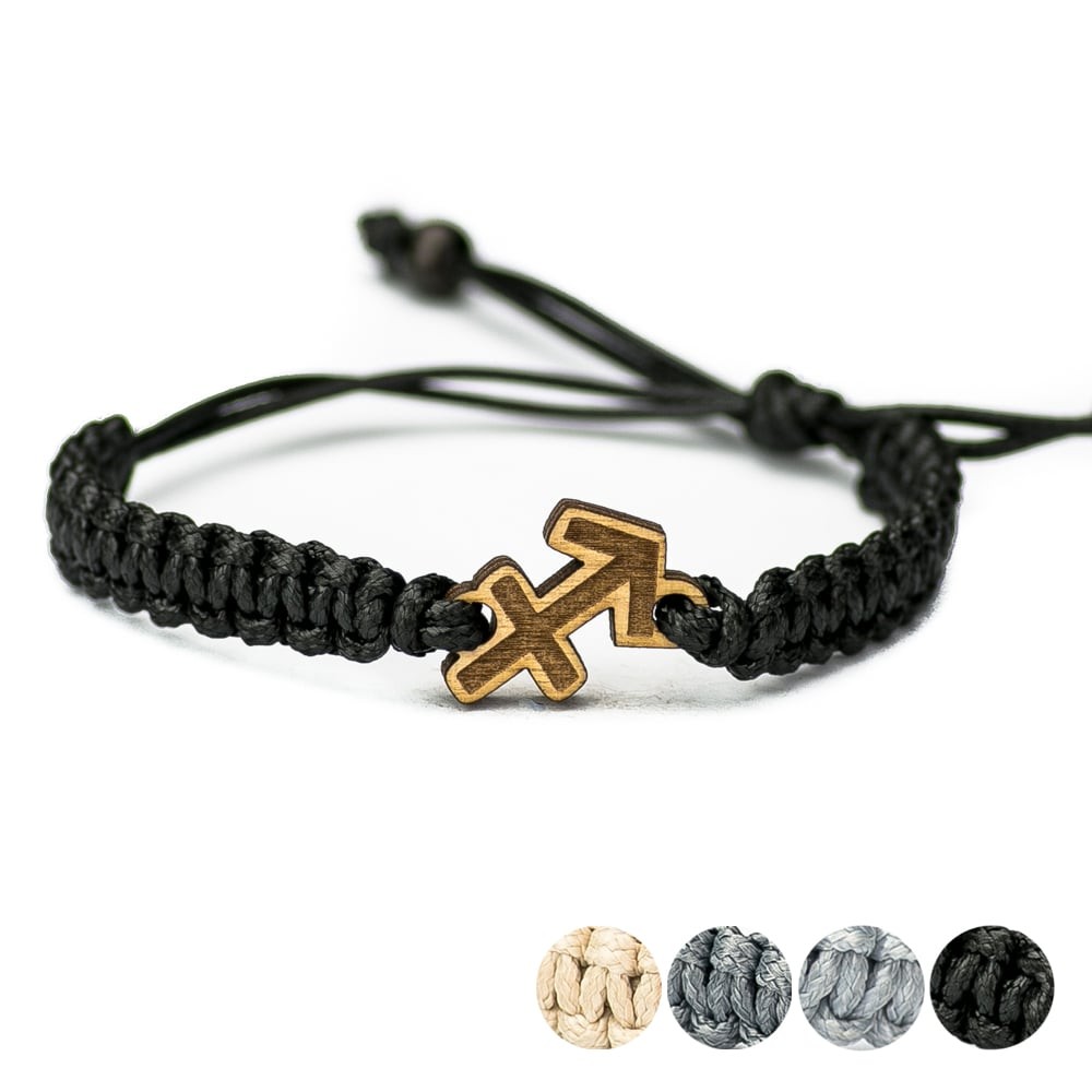 Drewniana bransoletka Znak Zodiaku - Strzelec - Aniegre Pleciona (1)