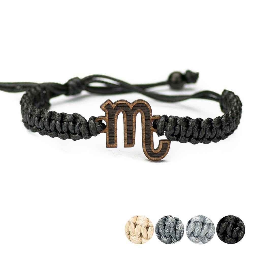 Wooden Bracelet Zodiac Sign - Scorpio - Merbau Cotton (1)