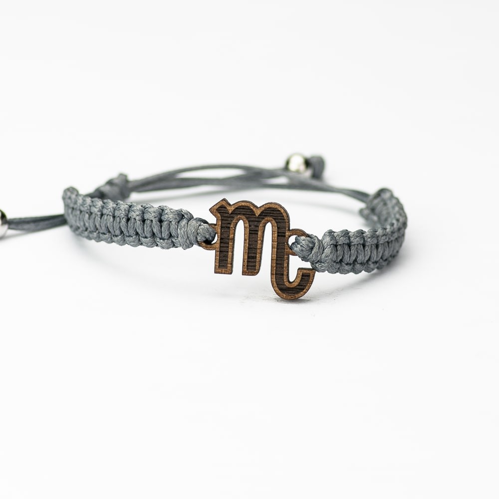 Wooden Bracelet Zodiac Sign - Scorpio - Merbau Cotton (5)