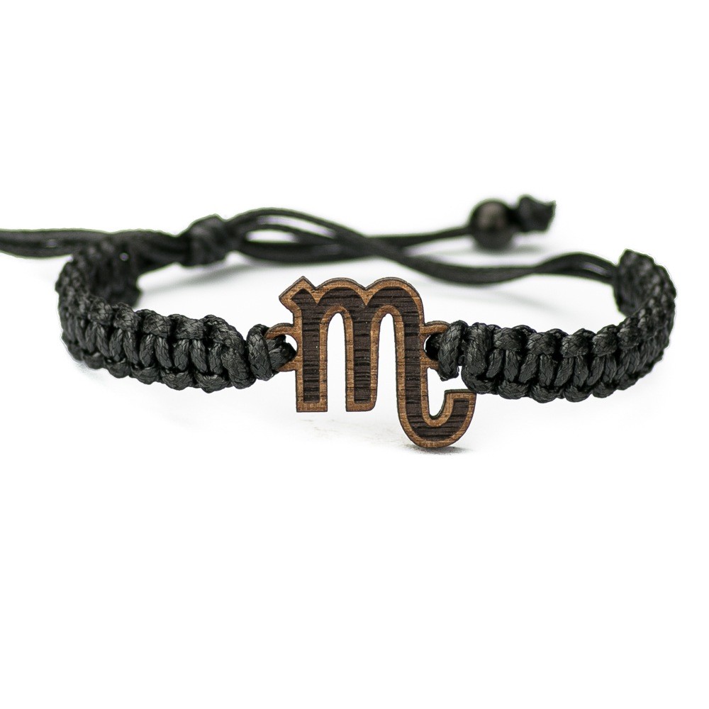 Wooden Bracelet Zodiac Sign - Scorpio - Merbau Cotton (6)