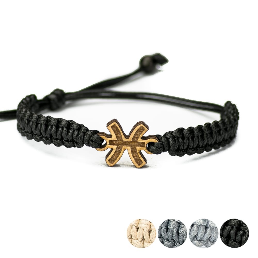 Wooden Bracelet Zodiac Sign - Pisces - Anigre Cotton (1)