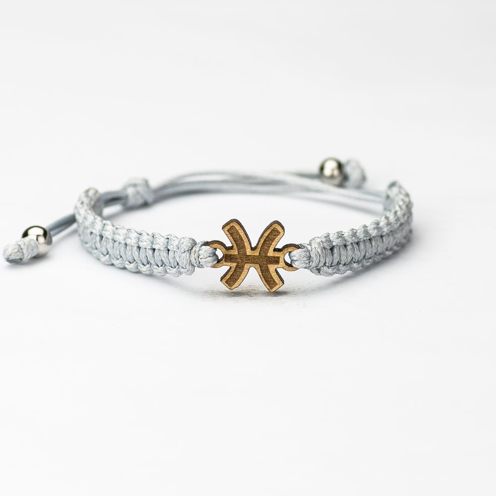 Wooden Bracelet Zodiac Sign - Pisces - Anigre Cotton (4)
