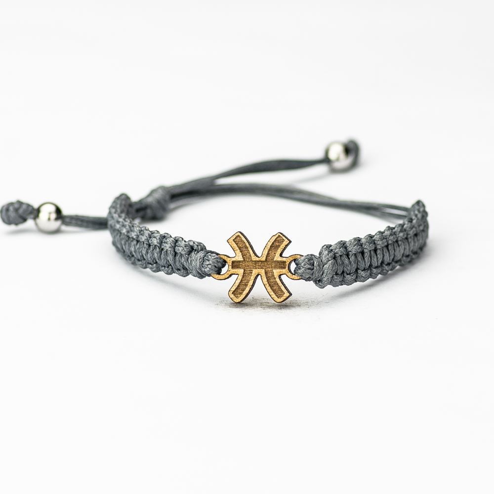Wooden Bracelet Zodiac Sign - Pisces - Anigre Cotton (5)