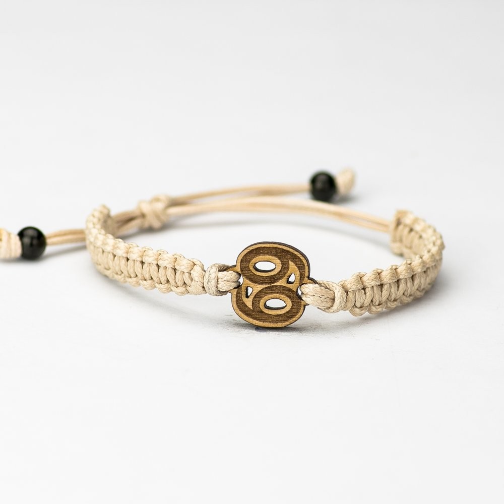 Wooden Bracelet Zodiac Sign - Cancer - Anigre Cotton (3)