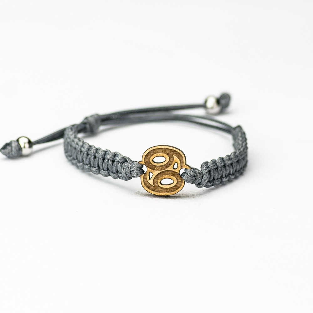 Wooden Bracelet Zodiac Sign - Cancer - Anigre Cotton (5)