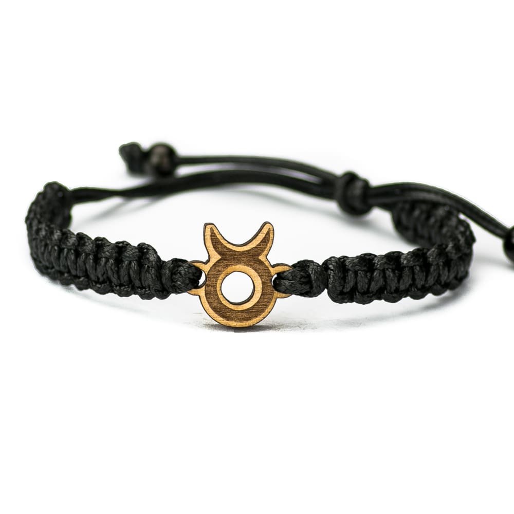 Drewniana bransoletka Znak Zodiaku - Byk - Aniegre Pleciona (6)