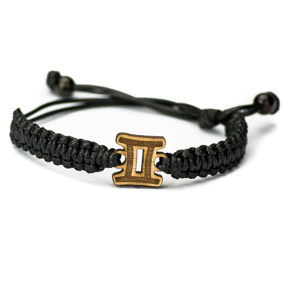 Drewniana bransoletka Znak Zodiaku - Bliźnięta - Aniegre Pleciona (6)