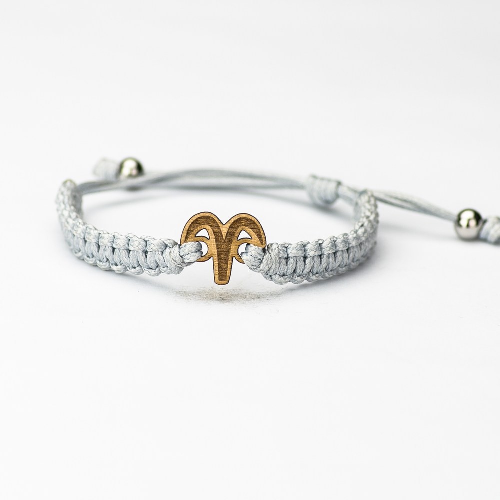 Wooden Bracelet Zodiac Sign - Aries - Anigre Cotton (4)