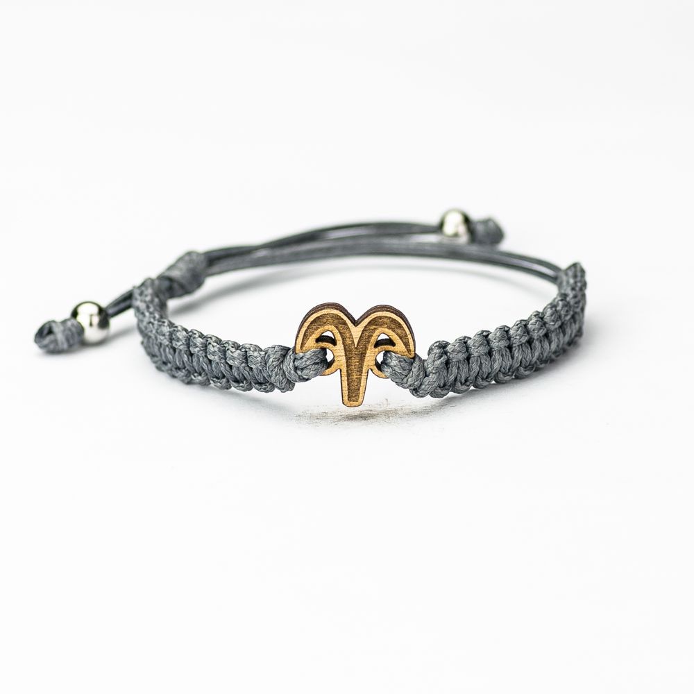 Wooden Bracelet Zodiac Sign - Aries - Anigre Cotton (5)