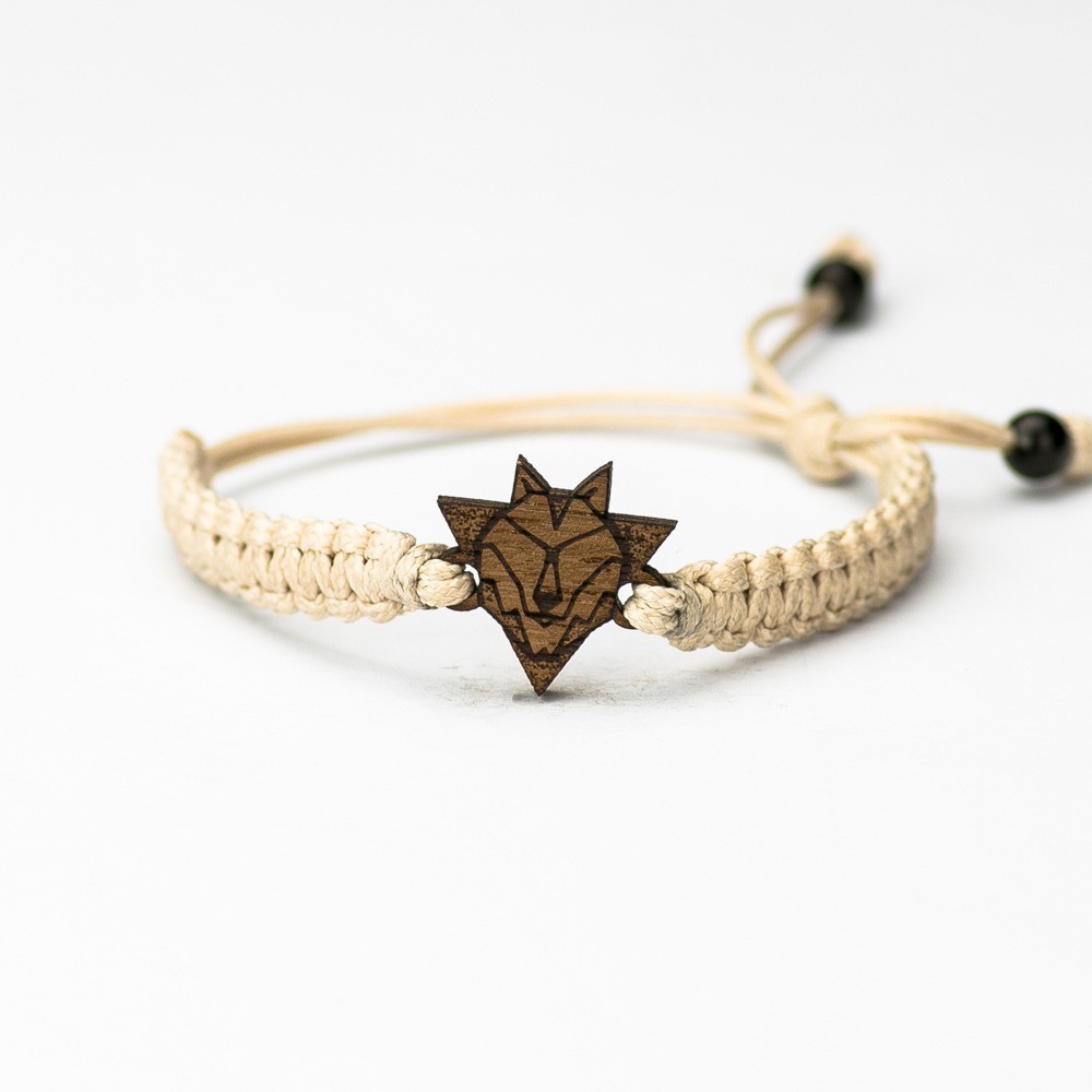 Wooden Bracelet Wolf Merbau Cotton (3)
