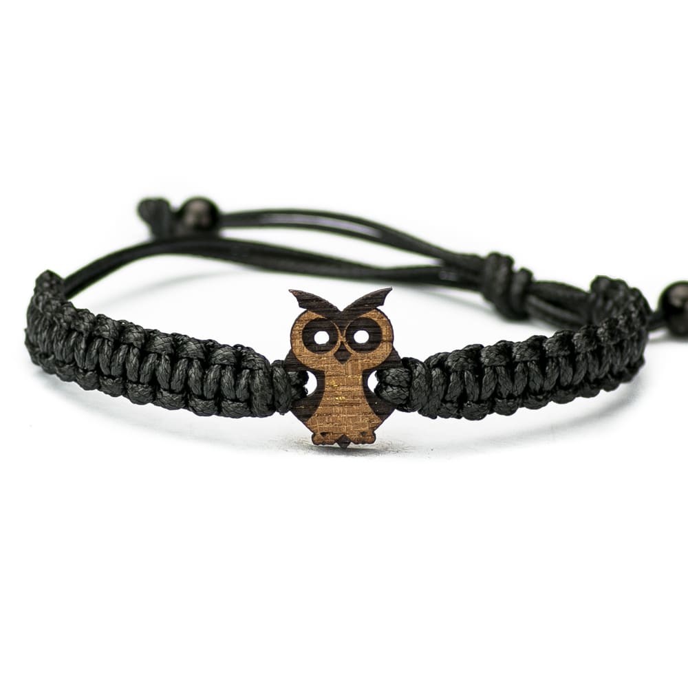 Wooden Bracelet Little Owl Merbau Cotton (6)