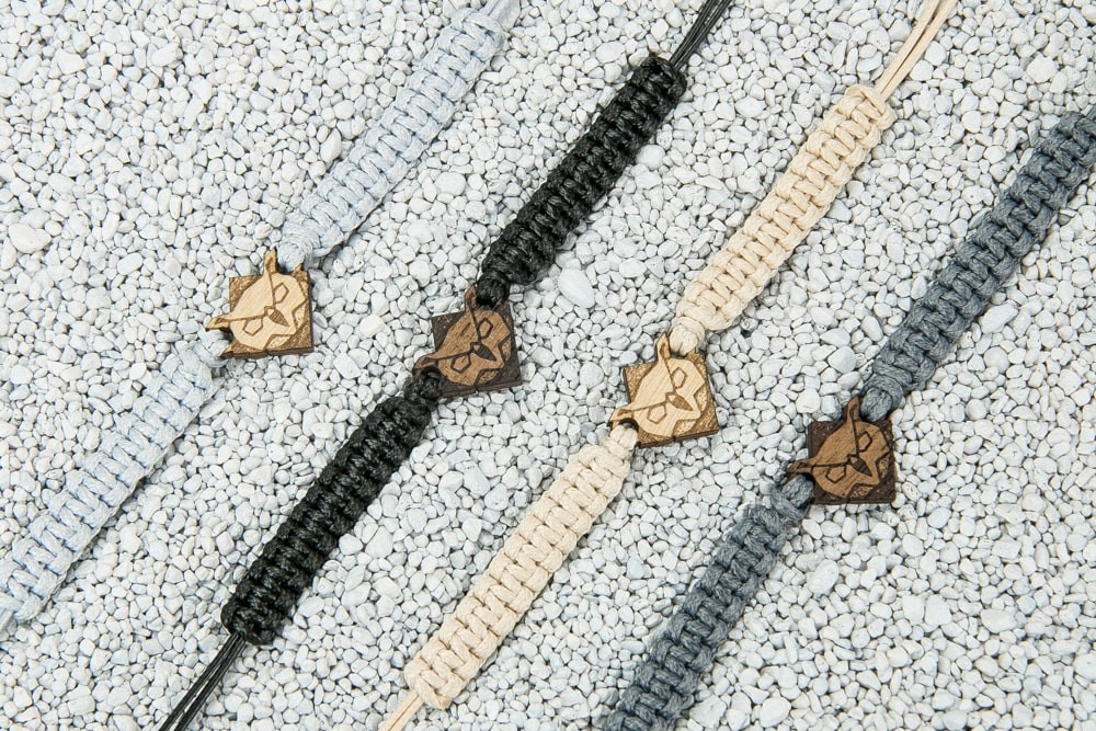 Wooden Bracelet Owl Anigre Cotton (2)