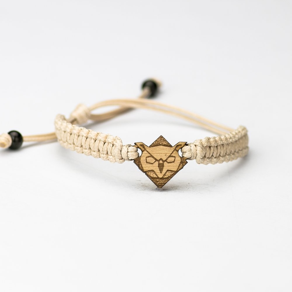 Wooden Bracelet Owl Anigre Cotton (3)