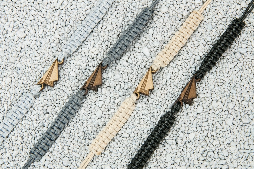 Wooden Bracelet Paper Plane Merbau Cotton (2)
