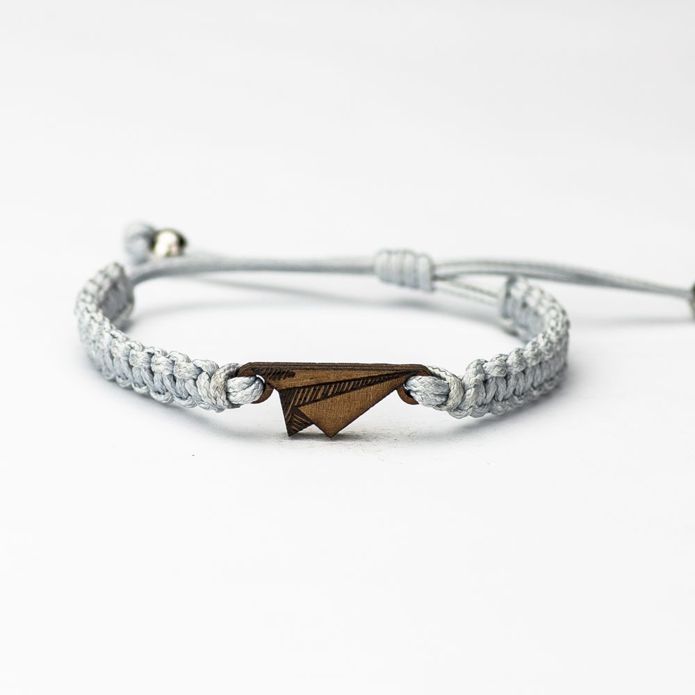 Wooden Bracelet Paper Plane Merbau Cotton (4)