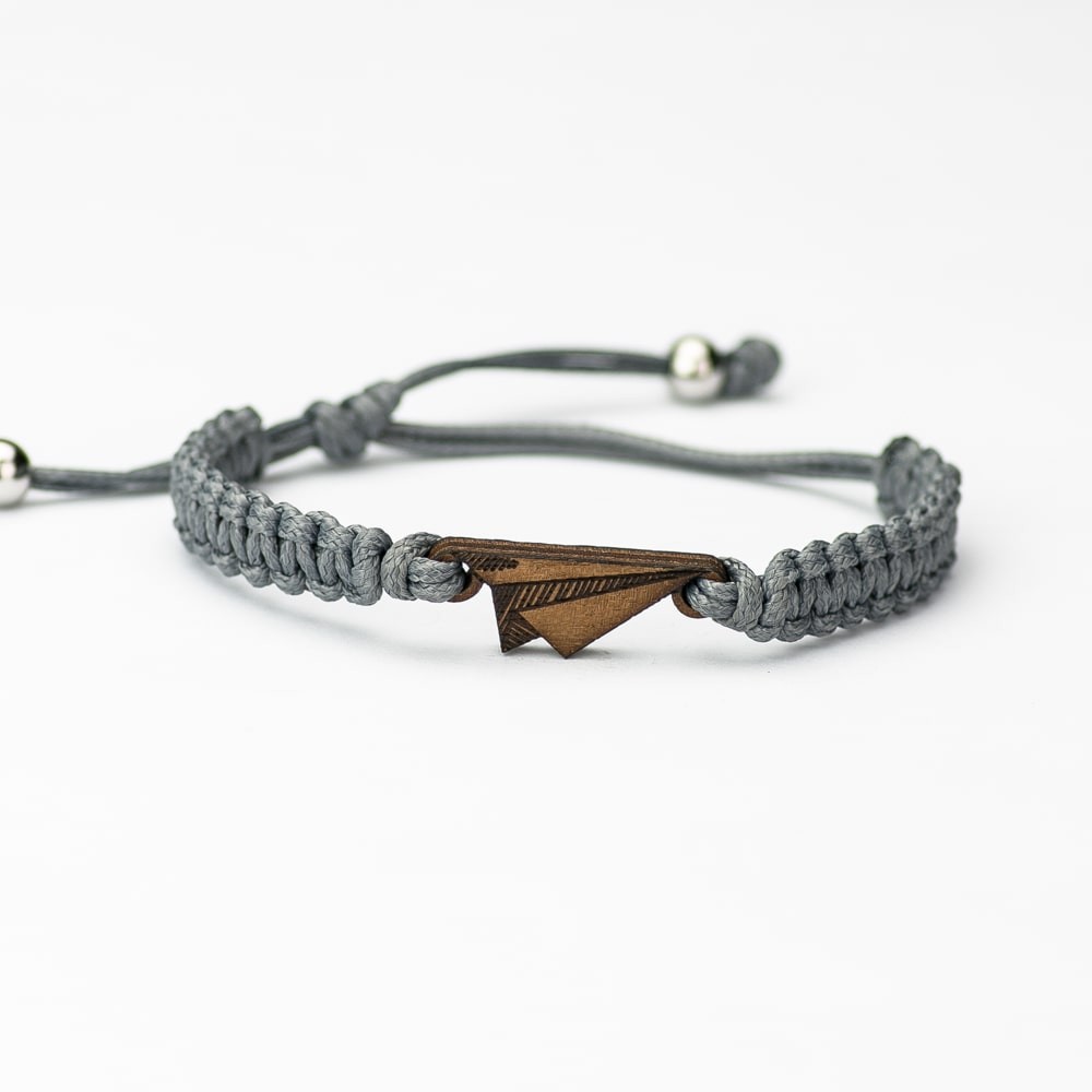 Wooden Bracelet Paper Plane Merbau Cotton (5)