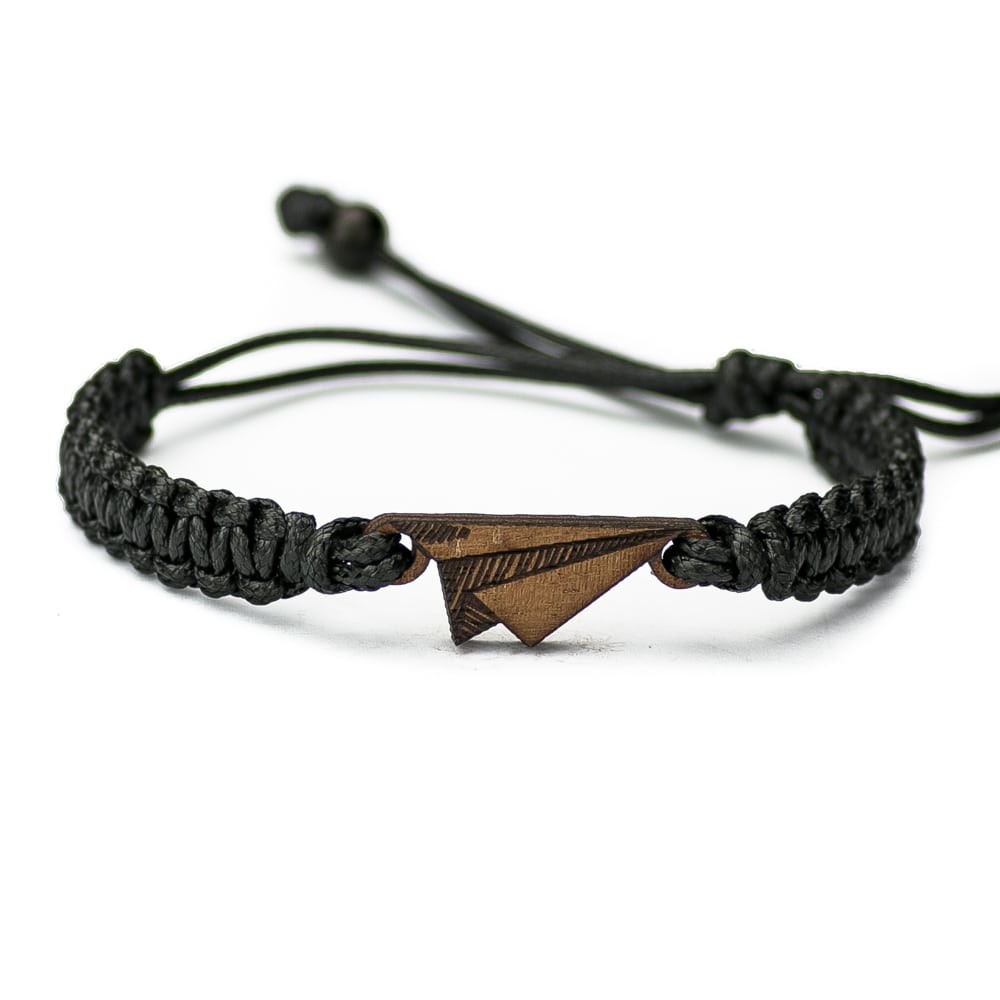 Wooden Bracelet Paper Plane Merbau Cotton (6)