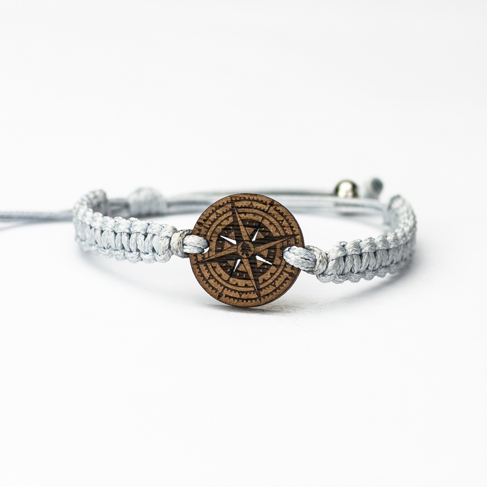Wooden Bracelet Compass Merbau Cotton (4)
