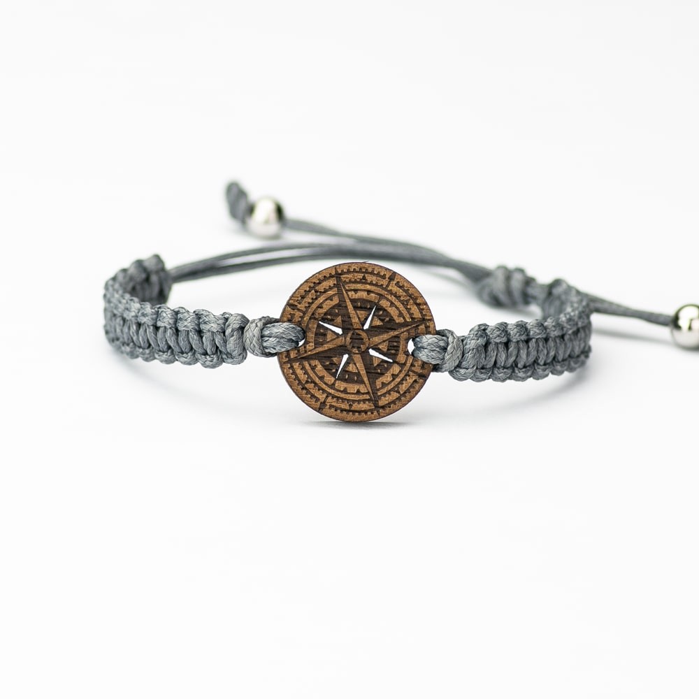 Wooden Bracelet Compass Merbau Cotton (5)