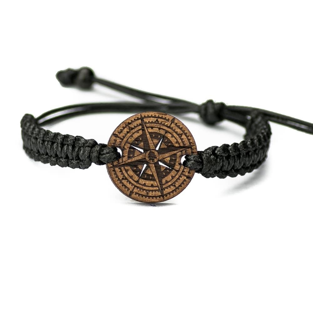 Wooden Bracelet Compass Merbau Cotton (6)