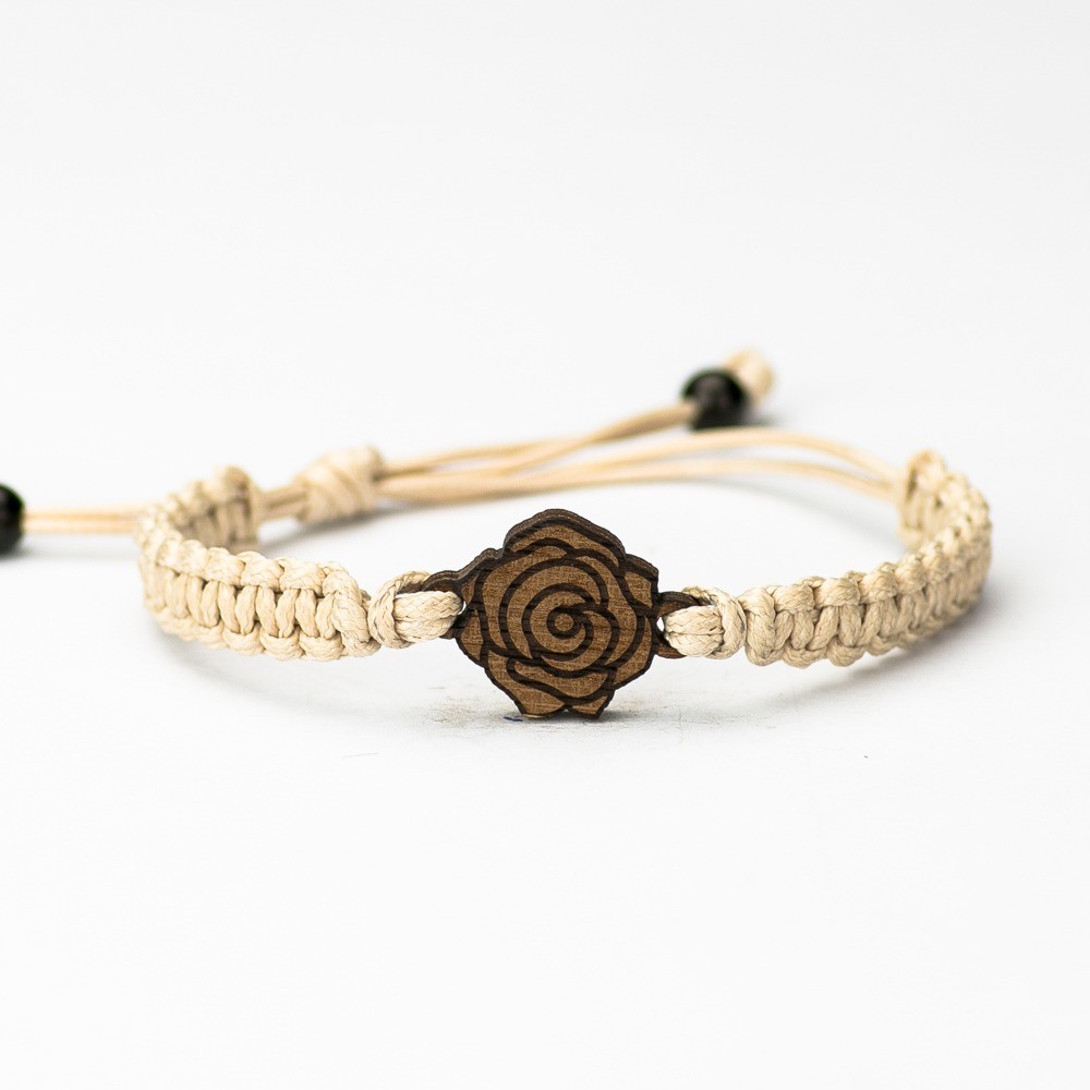 Wooden Bracelet Rose Merbau Cotton (3)