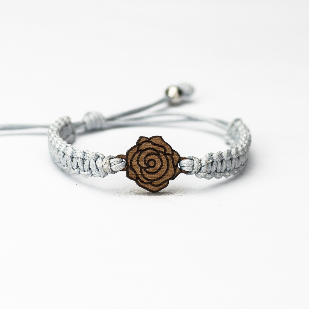Wooden Bracelet Rose Merbau Cotton (4)