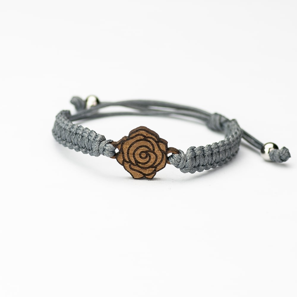 Wooden Bracelet Rose Merbau Cotton (5)