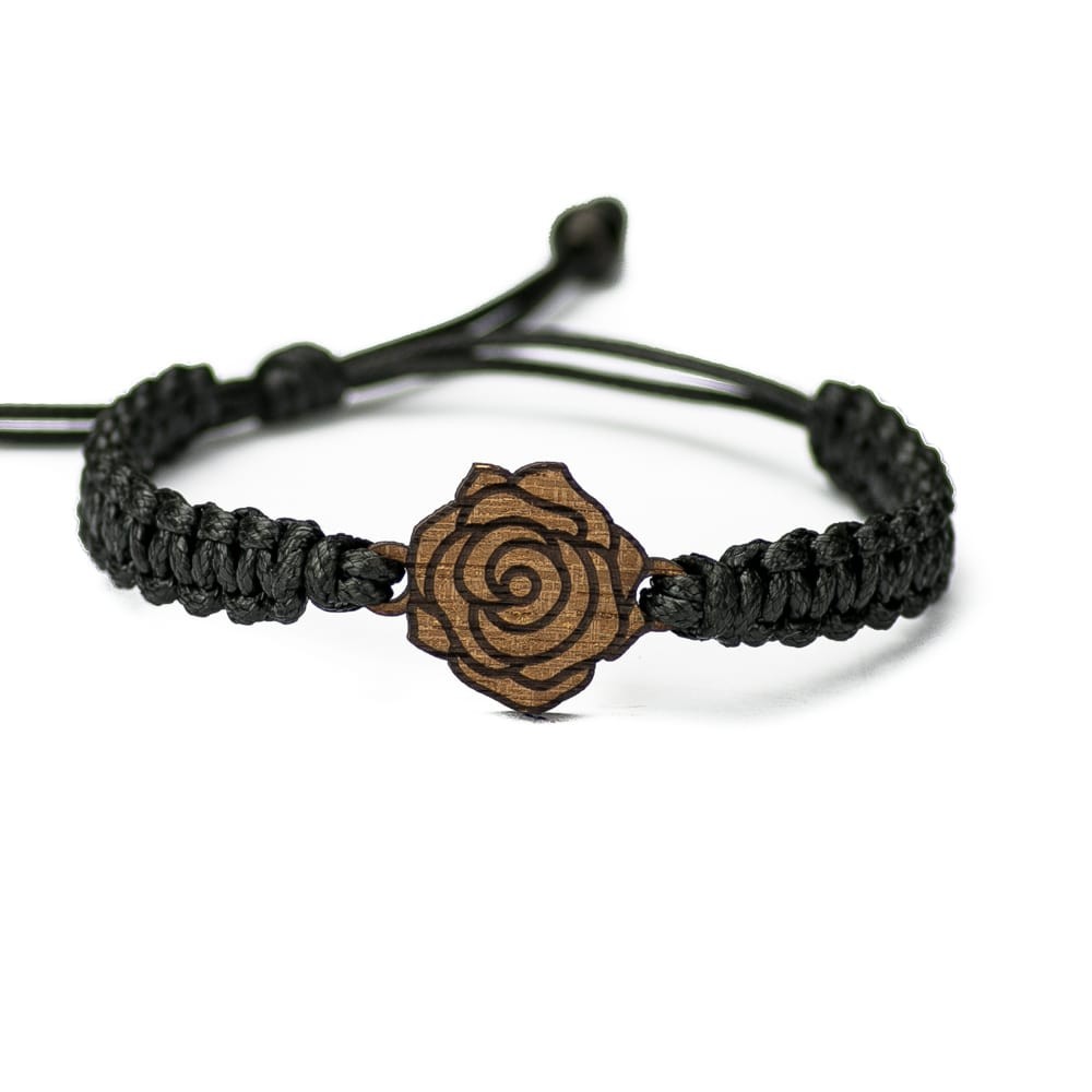 Wooden Bracelet Rose Merbau Cotton (6)