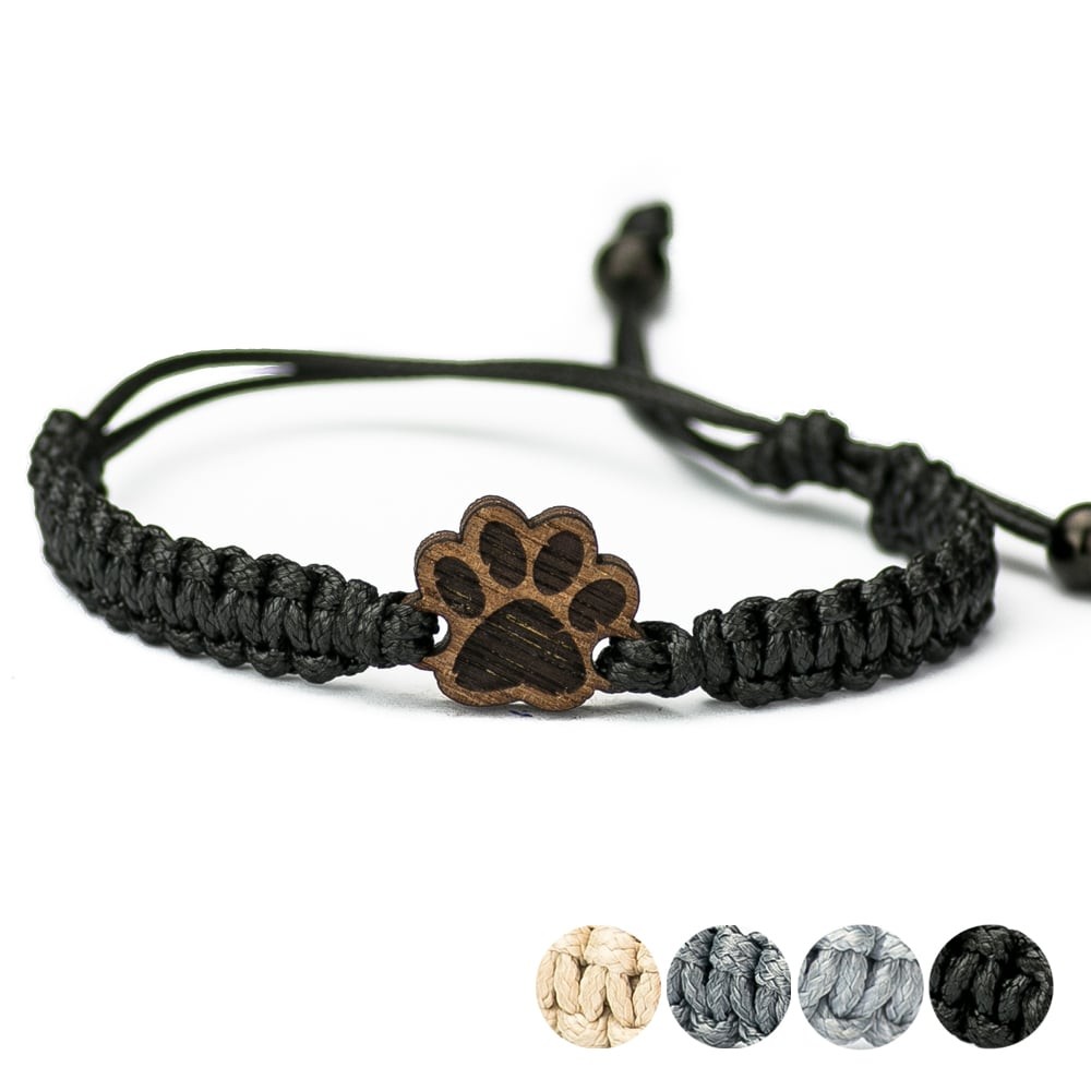 Wooden Bracelet Dog Paw Merbau Cotton (1)