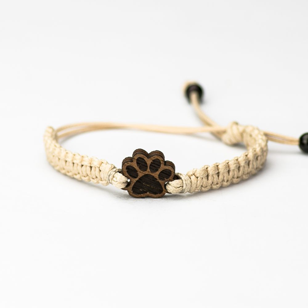 Wooden Bracelet Dog Paw Merbau Cotton (3)