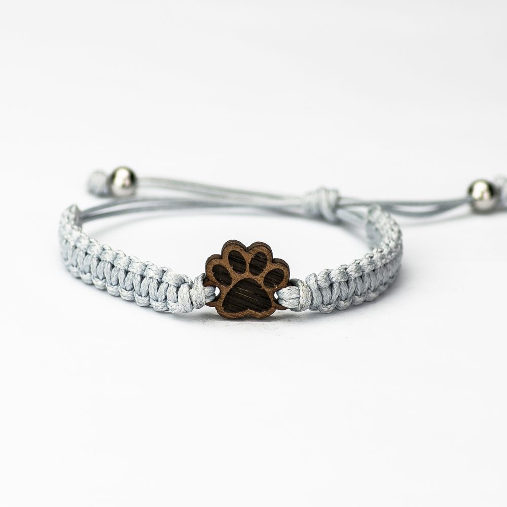 Wooden Bracelet Dog Paw Merbau Cotton (4)
