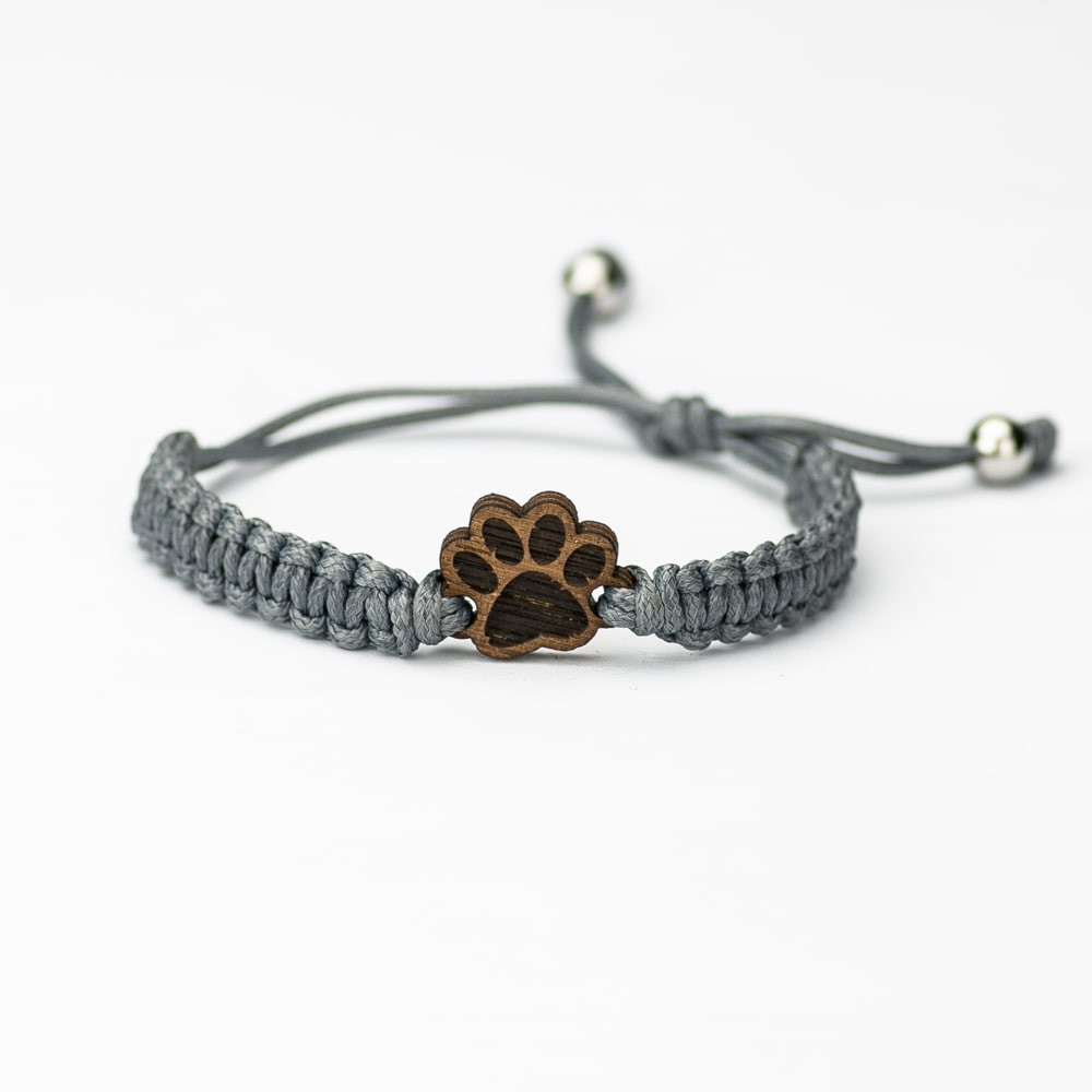 Wooden Bracelet Dog Paw Merbau Cotton (5)
