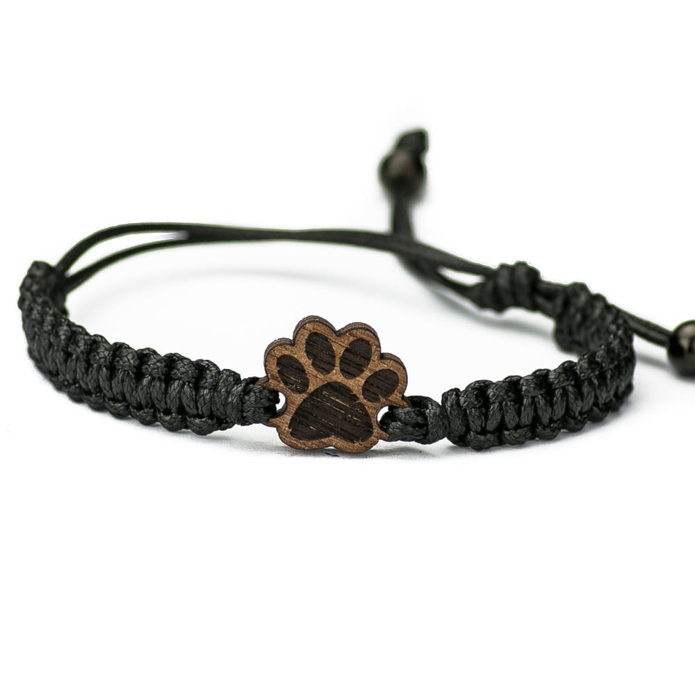Wooden Bracelet Dog Paw Merbau Cotton (6)