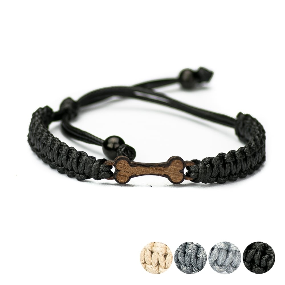 Wooden Bracelet Dog Bone Merbau Cotton (1)