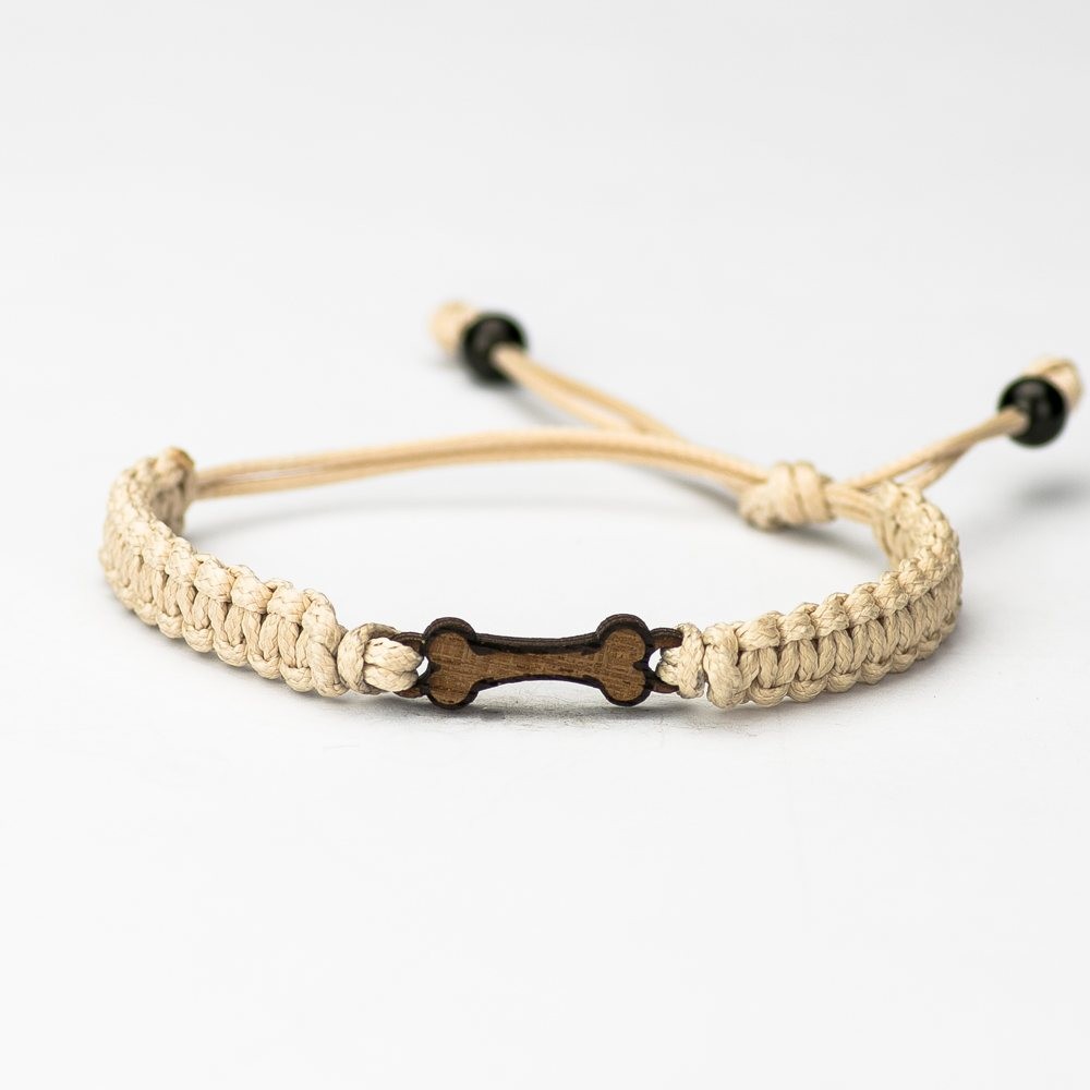Wooden Bracelet Dog Bone Merbau Cotton (3)