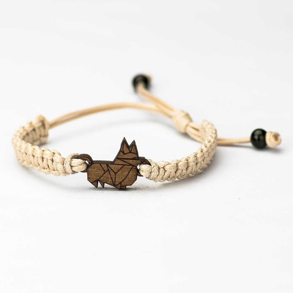 Wooden Bracelet Dog 03 Merbau Cotton (3)