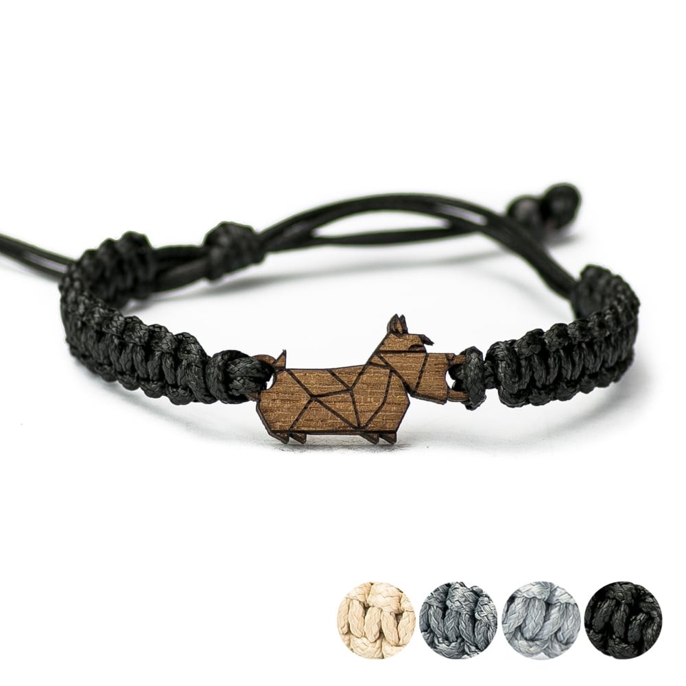 Drewniana bransoletka Pies 02 Merbau Pleciona (1)