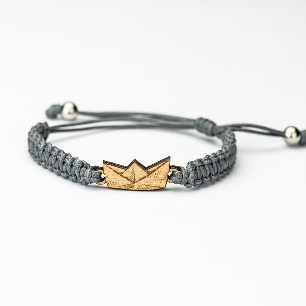 Wooden Bracelet Paper Boat Anigre Cotton (5)