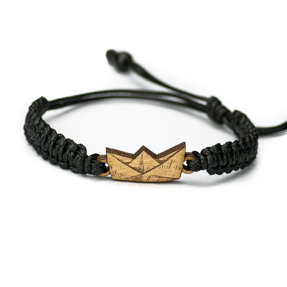 Wooden Bracelet Paper Boat Anigre Cotton (6)