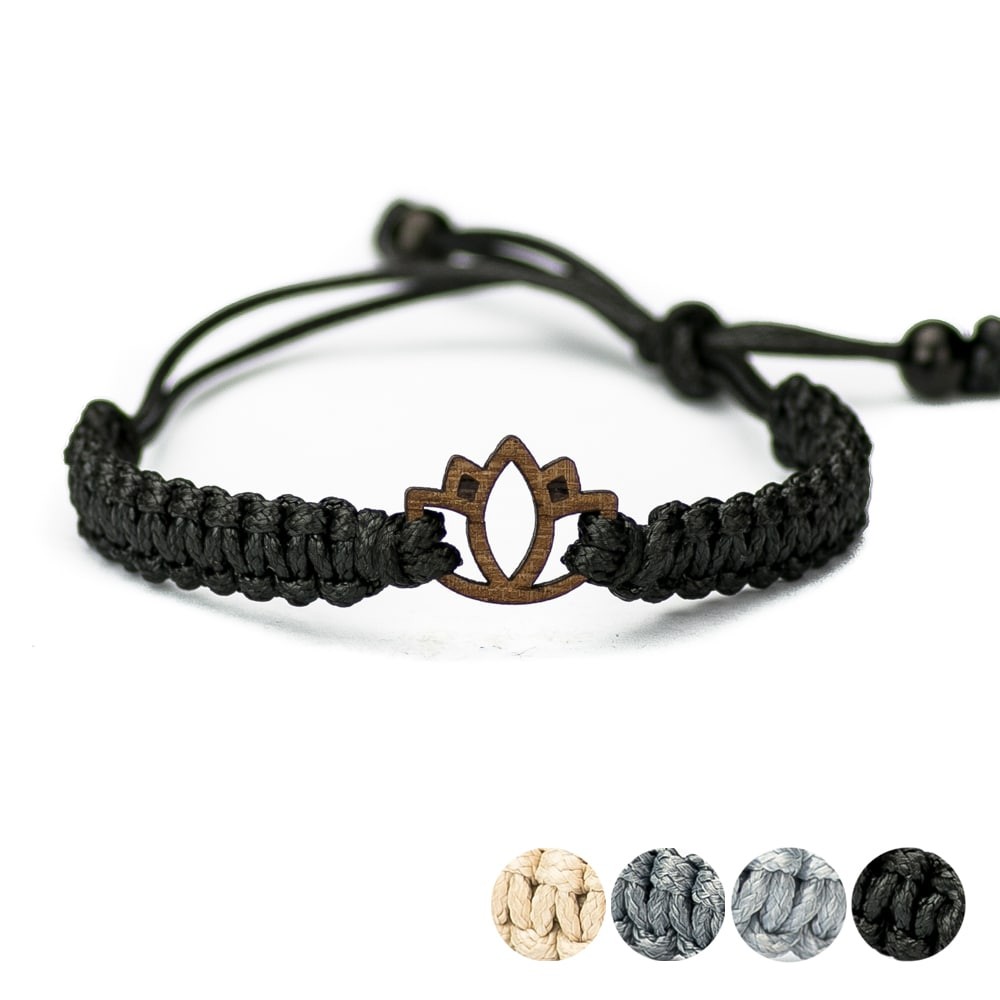 Wooden Bracelet Lotus Flower Merbau Cotton (1)