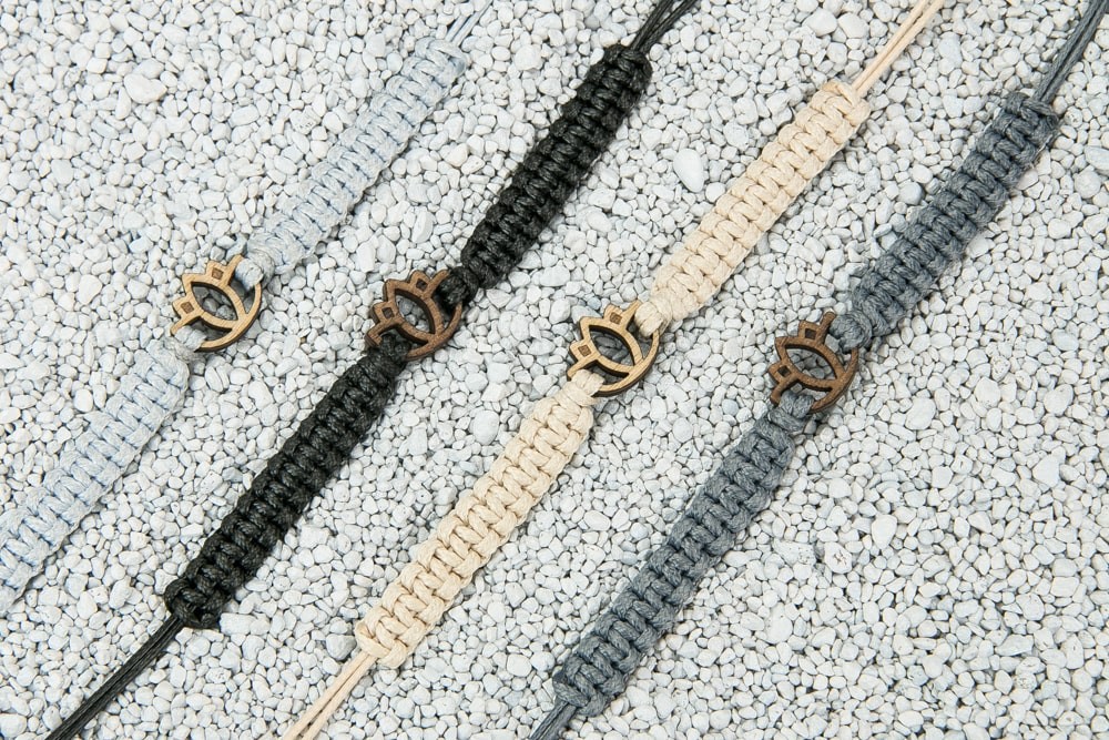 Wooden Bracelet Lotus Flower Merbau Cotton (2)