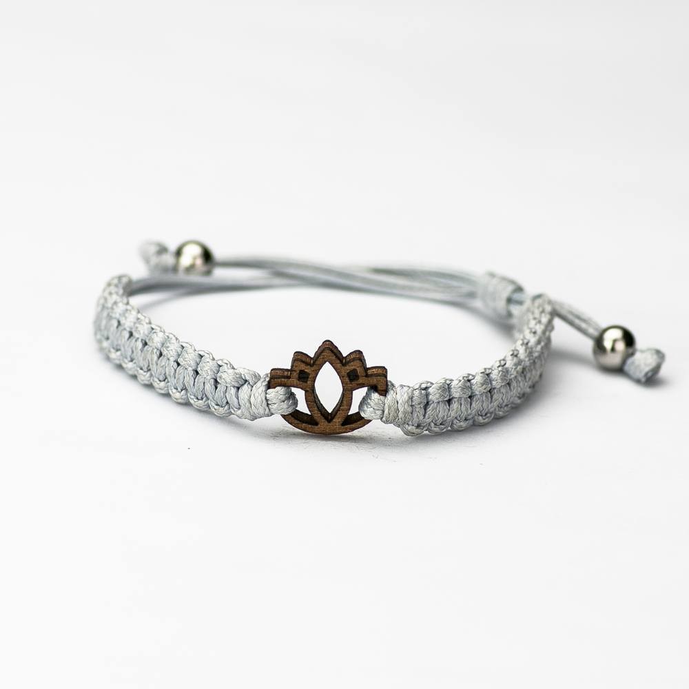 Wooden Bracelet Lotus Flower Merbau Cotton (4)