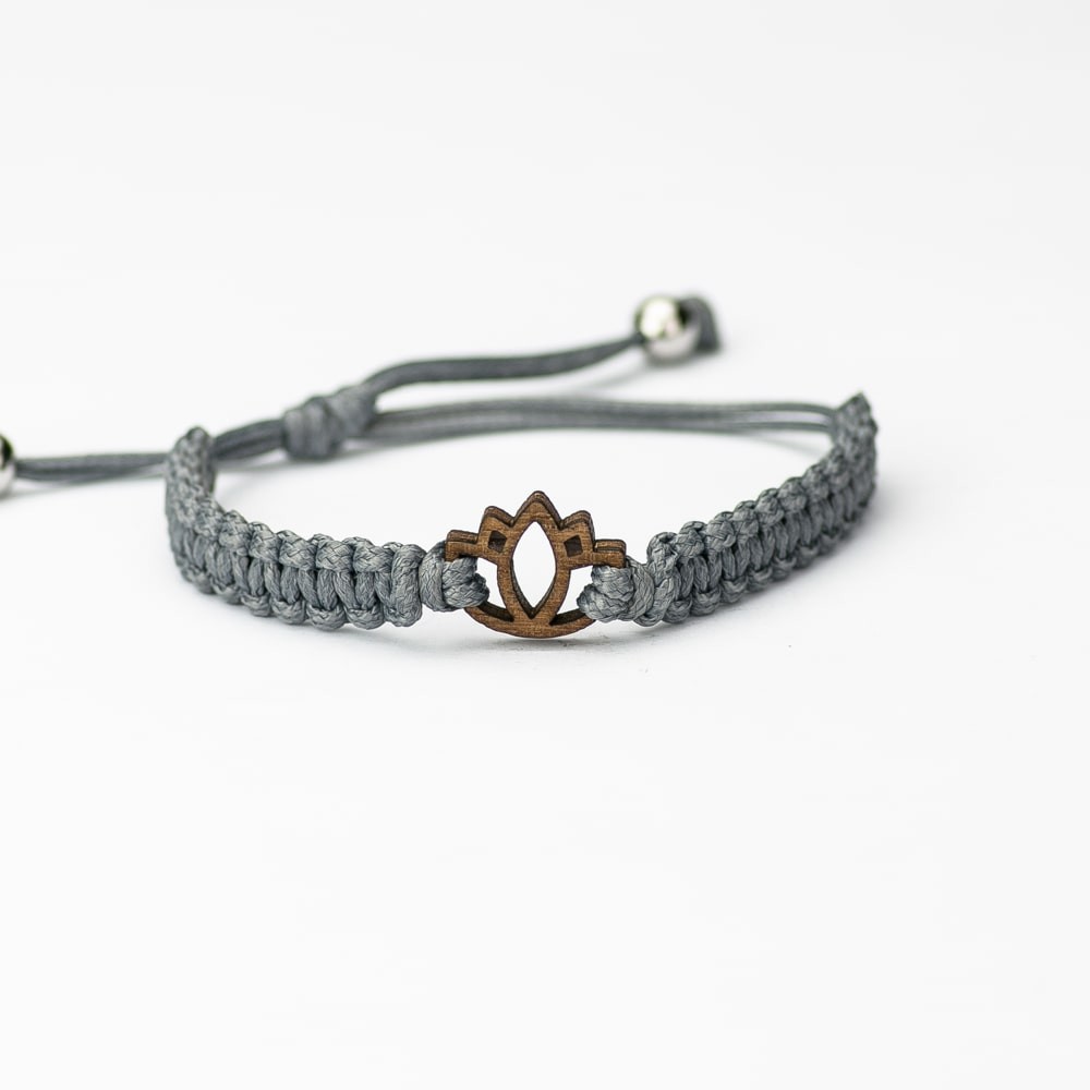Wooden Bracelet Lotus Flower Merbau Cotton (5)