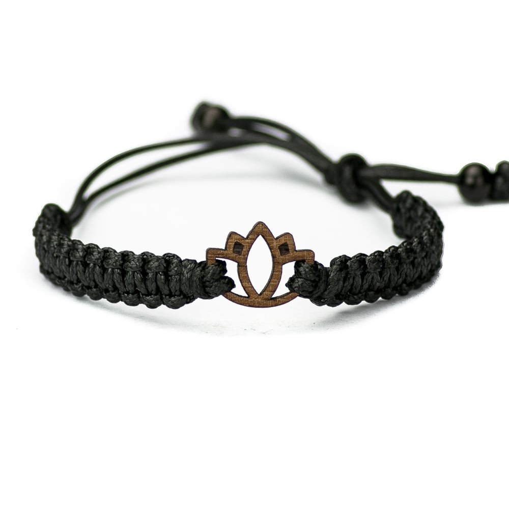 Wooden Bracelet Lotus Flower Merbau Cotton (6)